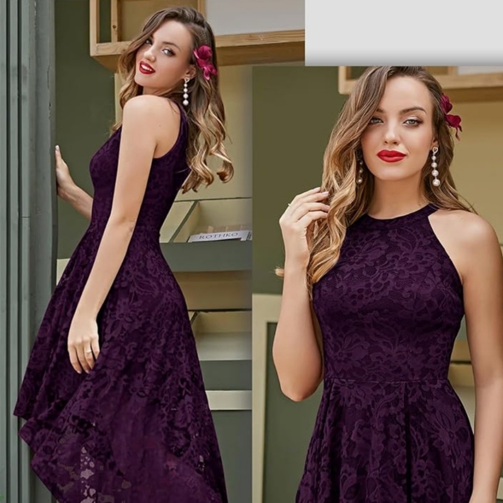 NWT Women's Dressystar Halter Lace Cocktail Party Dress